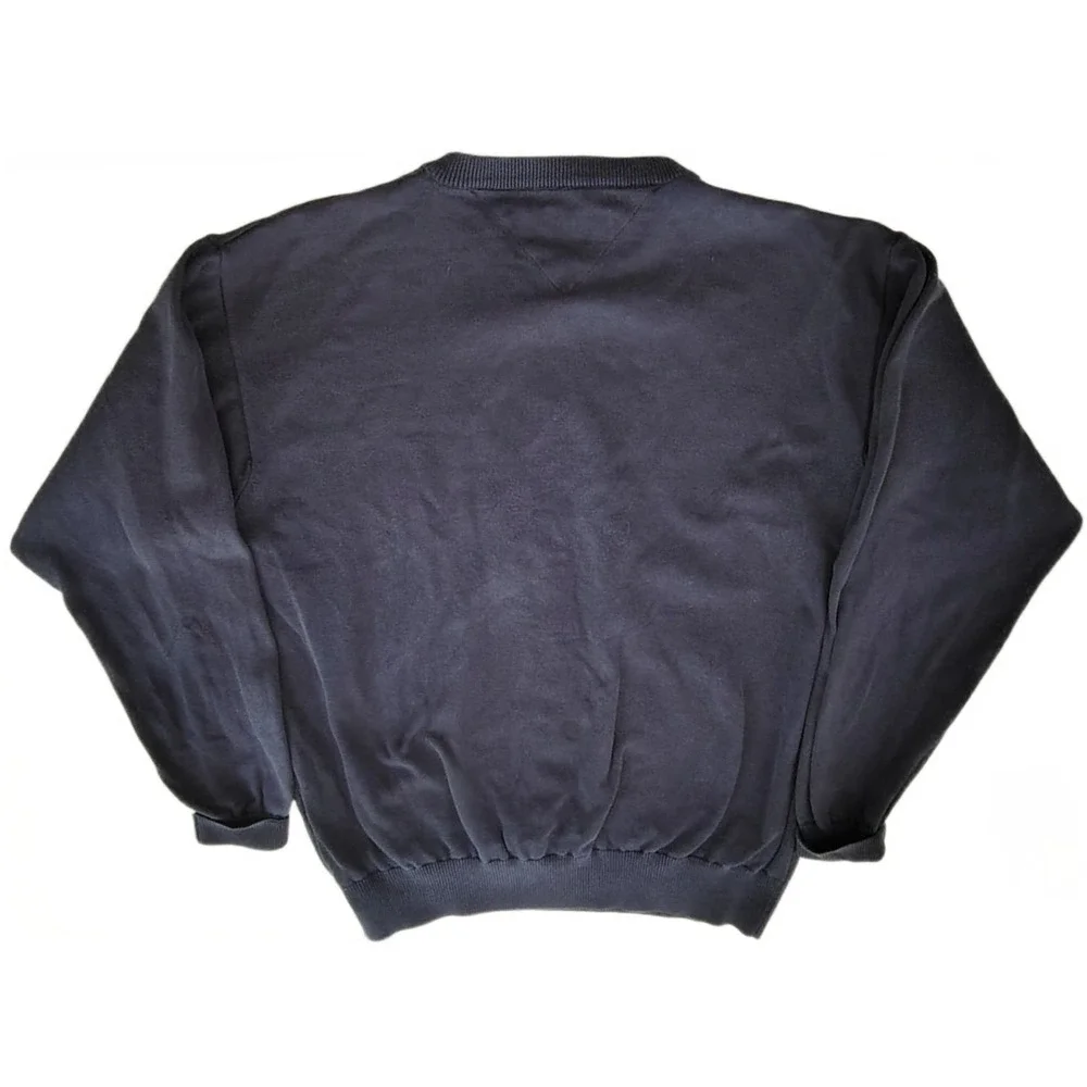 Vtg 90s Tommy Hilfiger Mens Crew Neck Pullover Sweater Medium Navy Blue Preppy - Picture 3 of 6